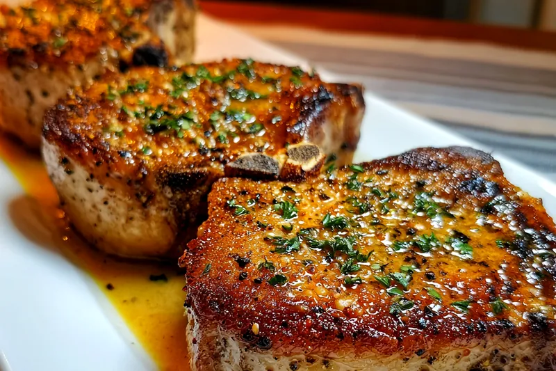 Cooking process for Savory Cheddar Pork Chops