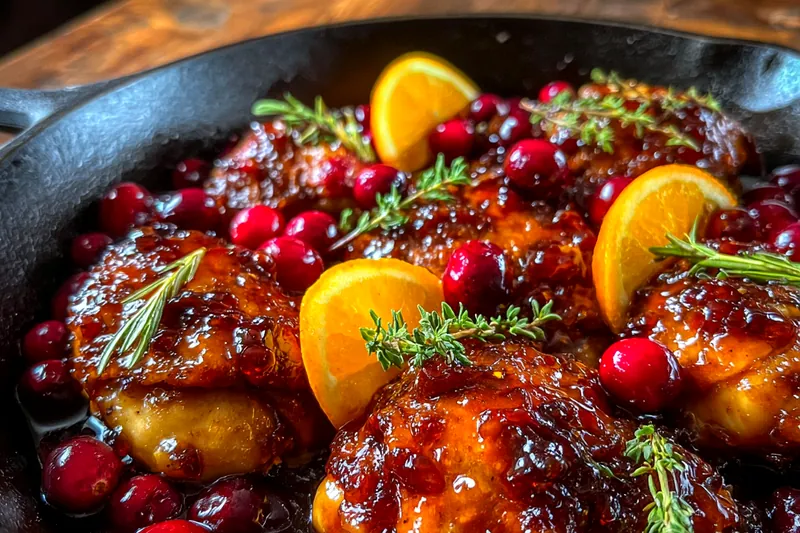 Cooking process for Savory Cranberry Orange Chicken