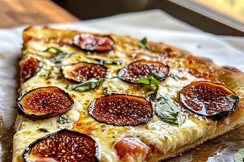 Chef Mitchell skillfully assembling Savory Fig Jam Pizza Delight with fresh ingredients and toppings.