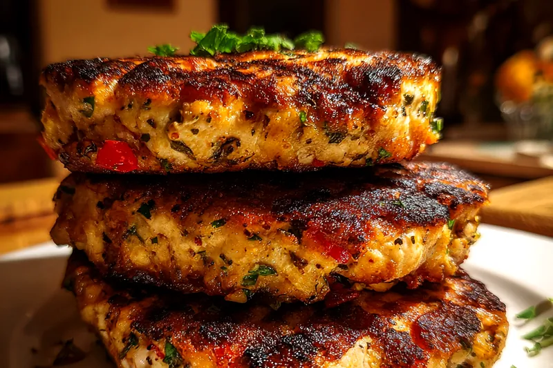 Ingredients for Savory Grilled Chicken Patties laid out on a kitchen counter.