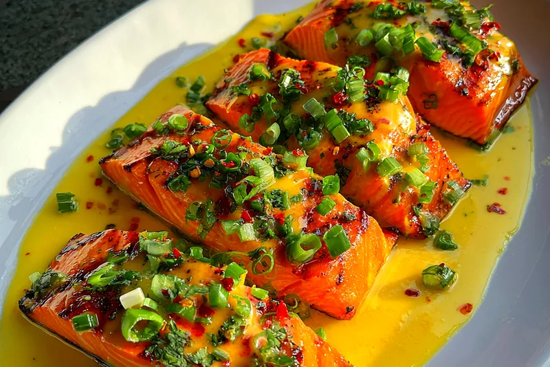 Fresh ingredients for Savory Grilled Salmon Delight