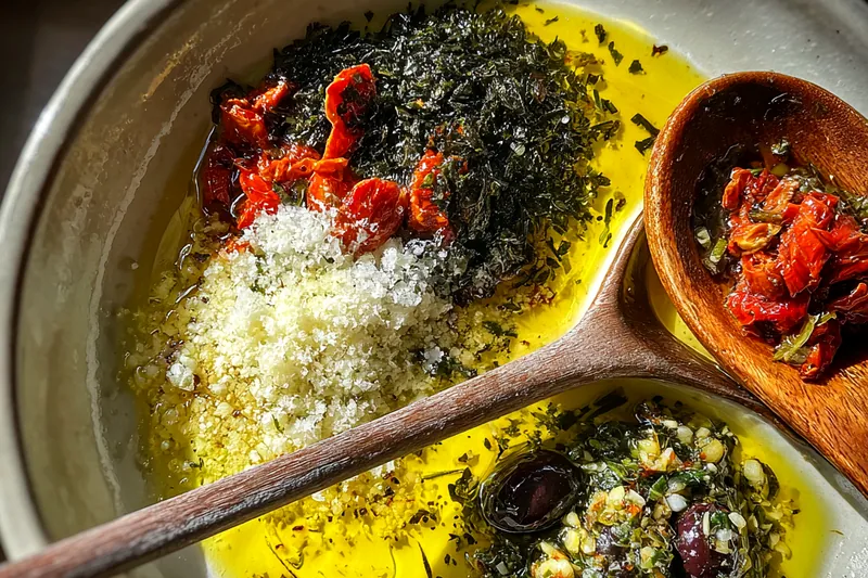 Fresh ingredients for Savory Herb Dipping Oil