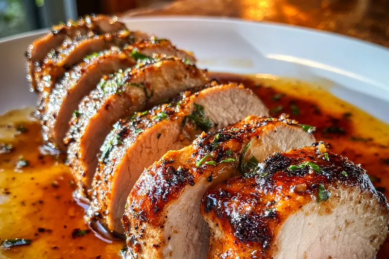 Ingredients laid out for Savory Maple Dijon Pork, including pork tenderloin, maple syrup, and spices.
