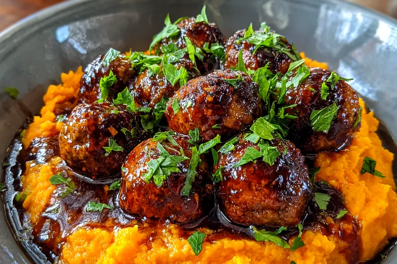 Cooking process for Savory Meatballs And Mash