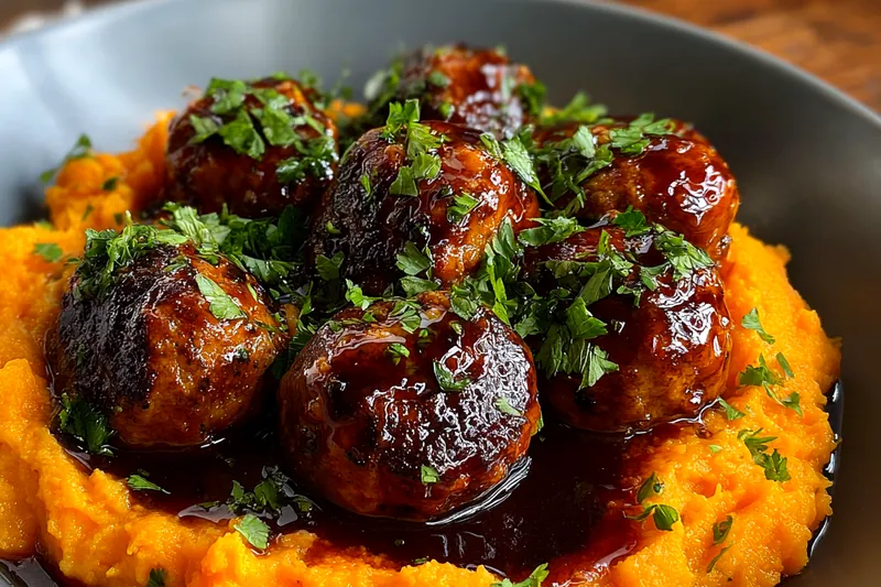 Fresh ingredients for Savory Meatballs And Mash