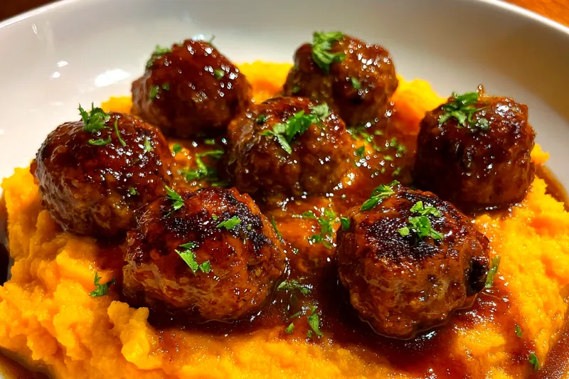 Cooking process for Savory Meatballs with Sweet Mash