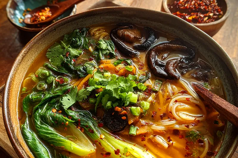 Fresh ingredients for Savory Noodle Soup Delight