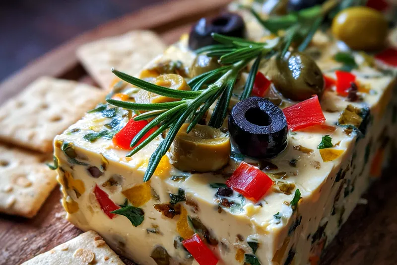 Fresh ingredients for Savory Olive Herb Log