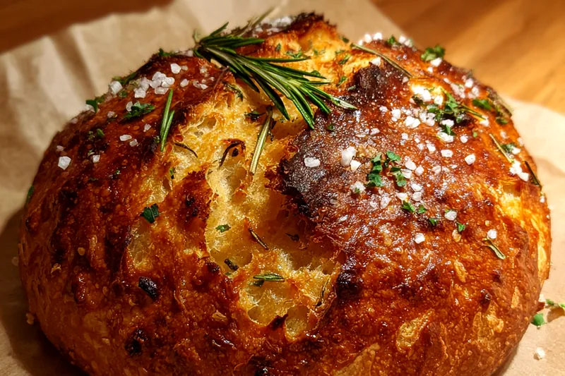 Savory Parmesan Garlic Bread baking in the oven until golden brown.