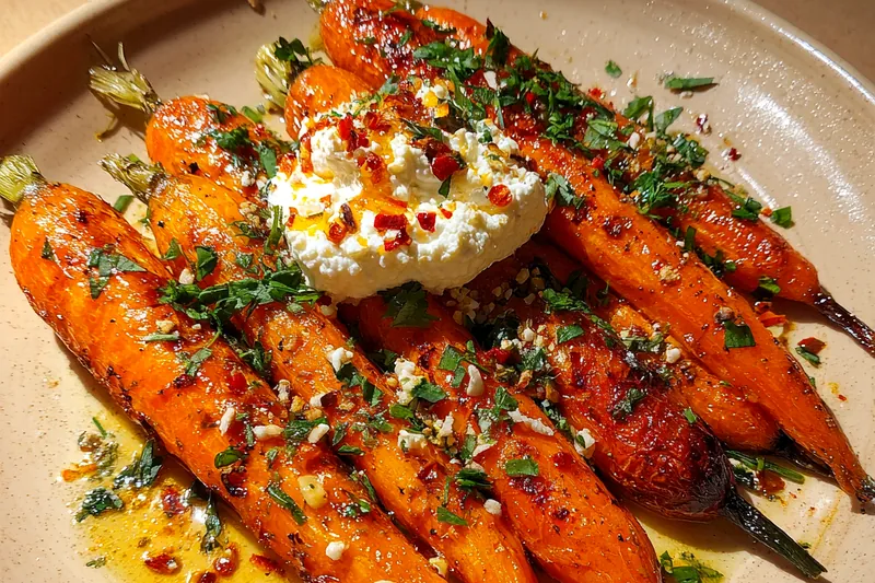 Chef Mitchell seasoning the carrots in preparation for roasting.