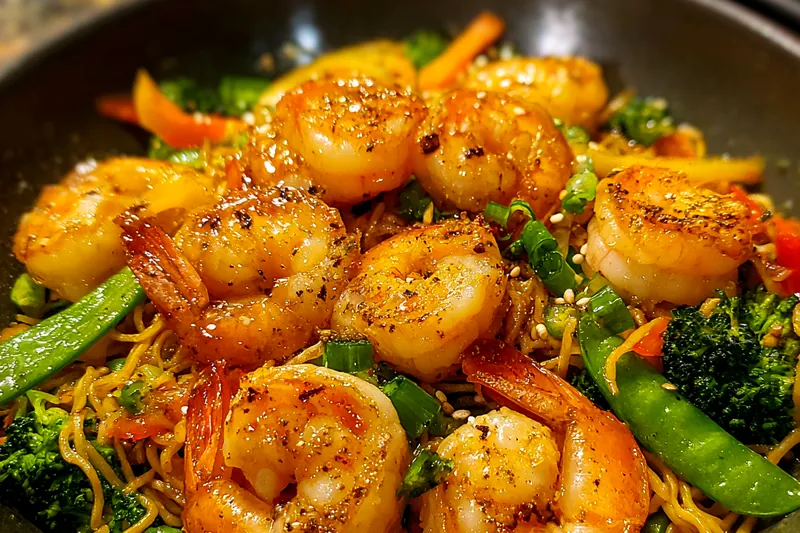 Cooking process for Savory Shrimp Vegetable Stir-Fry
