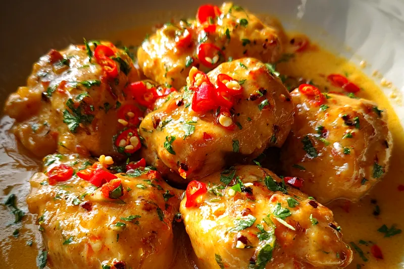 Cooking process for Savory Thai Peanut Chicken