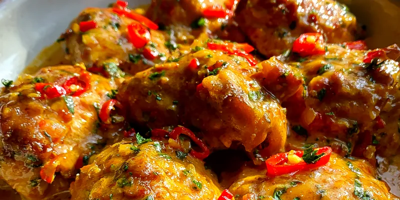 Delicious Savory Thai Peanut Chicken served on a plate