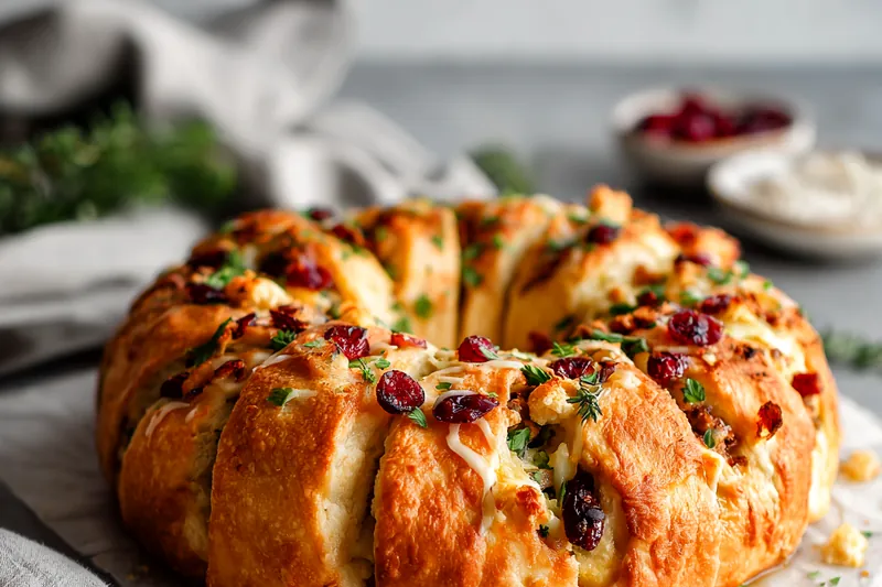 Assorted ingredients for turkey and cranberry ring