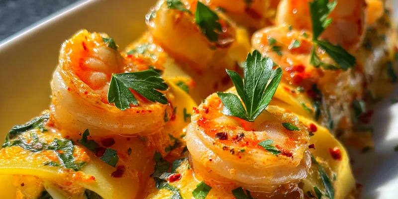 Delicious Shrimp Spinach Pasta Rolls served on a plate