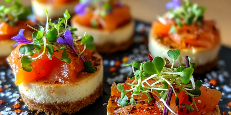 Delicious Smoked Salmon Cheesecake Bites served on a plate