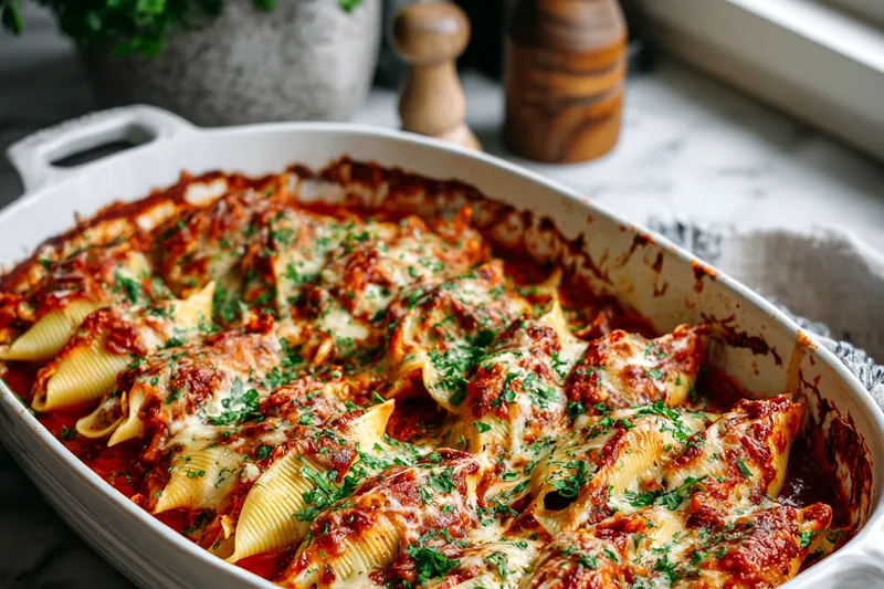 Cooking the spicy sausage for stuffed shells