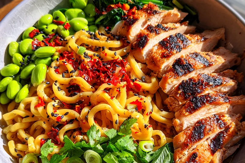 Cooking process for Spicy Chicken Ramen Bowl