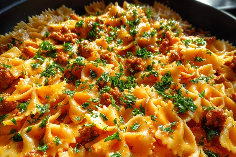 Cooking process for Spicy Creamy Bowtie Pasta