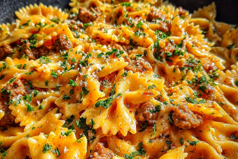 Fresh ingredients for Spicy Creamy Bowtie Pasta