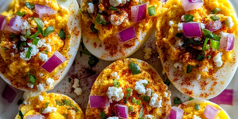 Spicy Elote Deviled Eggs