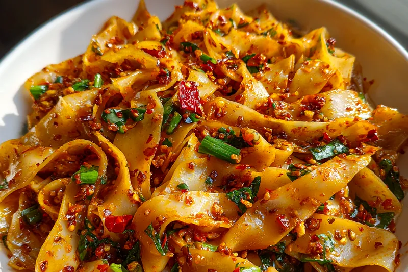 A step-by-step visual process of cooking Spicy Garlic Noodles Delight in a skillet.