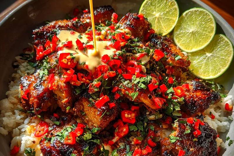 Fresh ingredients for Spicy Glazed Chicken Bowl