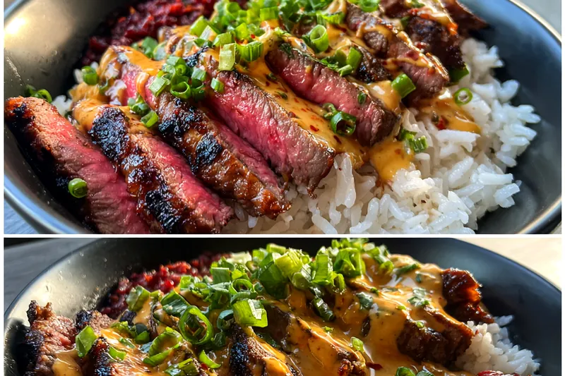 Fresh ingredients for Spicy Grilled Steak Bowls