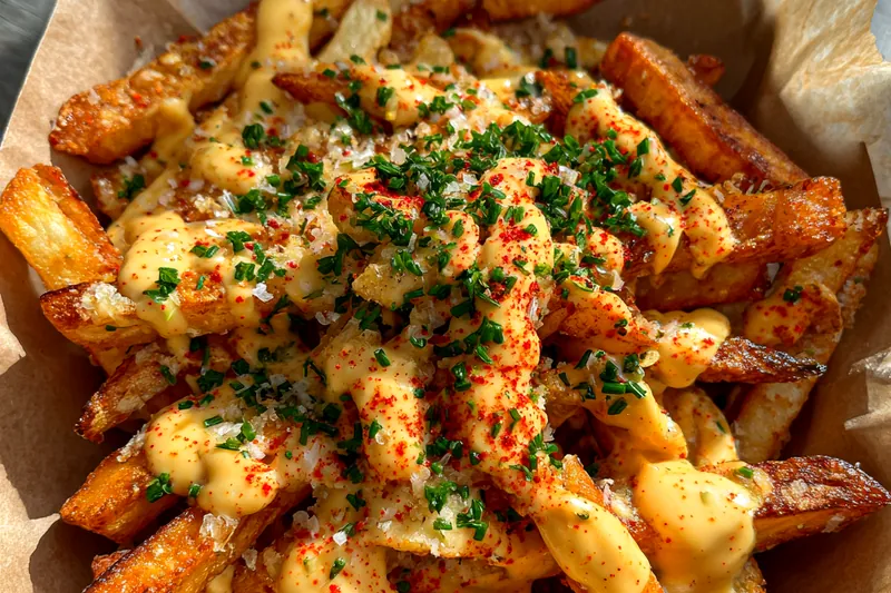 Fresh ingredients for Spicy Loaded Cheese Fries