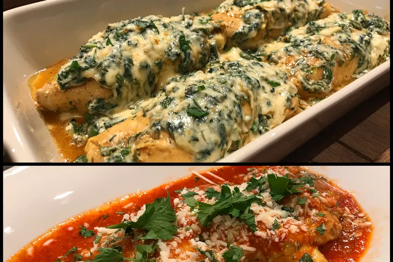 Fresh ingredients for Spinach Ricotta Chicken