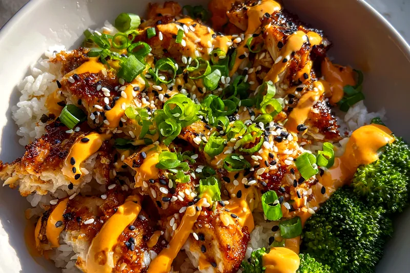 Fresh ingredients for Sticky Glazed Chicken Bowl