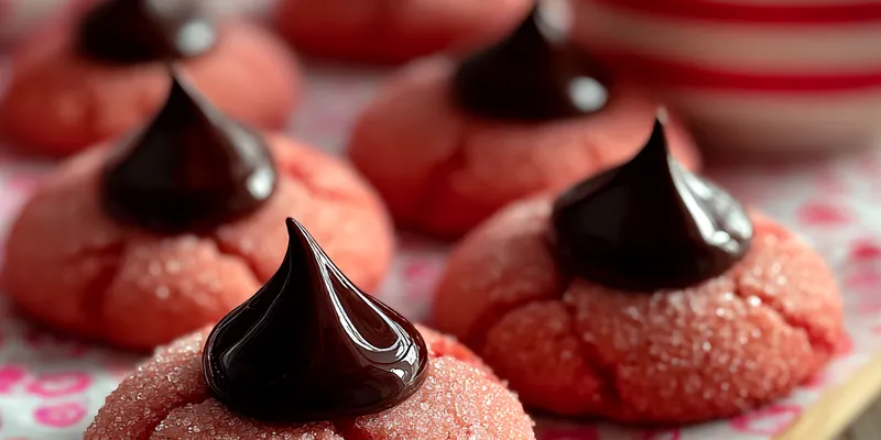 Strawberry Chocolate Kiss Cookies