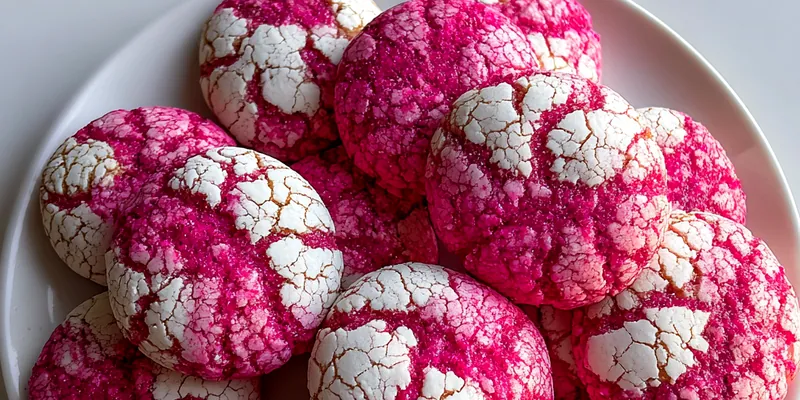 Strawberry Crinkle Cookies