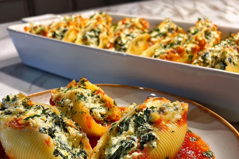 Cooking process for Delicious Spinach Stuffed Shells