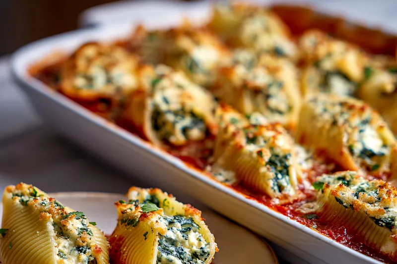Fresh ingredients for Delicious Spinach Stuffed Shells