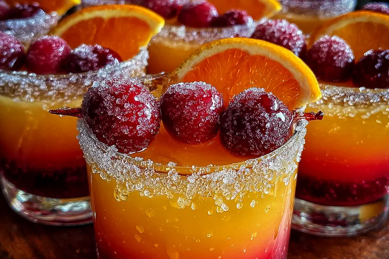 Fresh ingredients for Sugary Peach Berry Shots