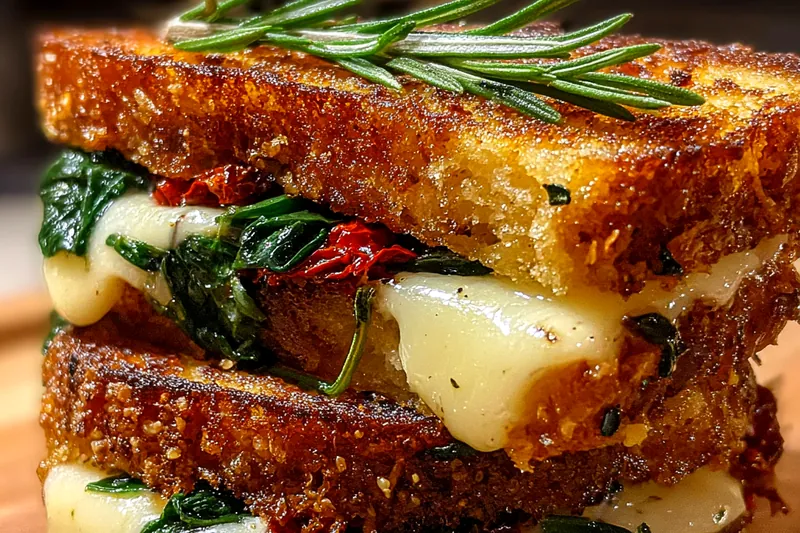 Fresh ingredients for Sun-Dried Tomato Spinach Grilled Sandwich