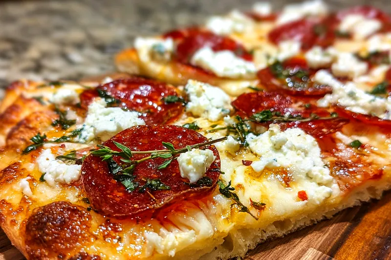 Chef Mitchell skillfully assembling the Sweet and Spicy Ricotta Pizza in a bright kitchen.