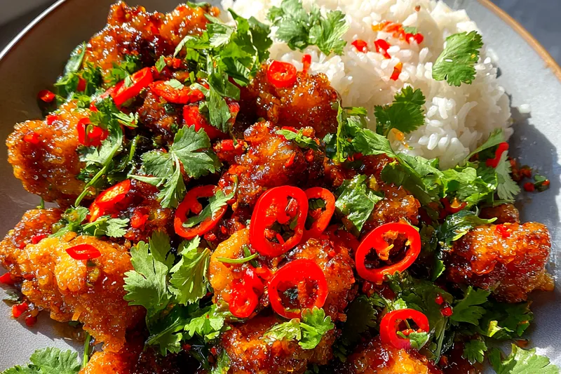 Fresh ingredients for Sweet and Spicy Glazed Chicken