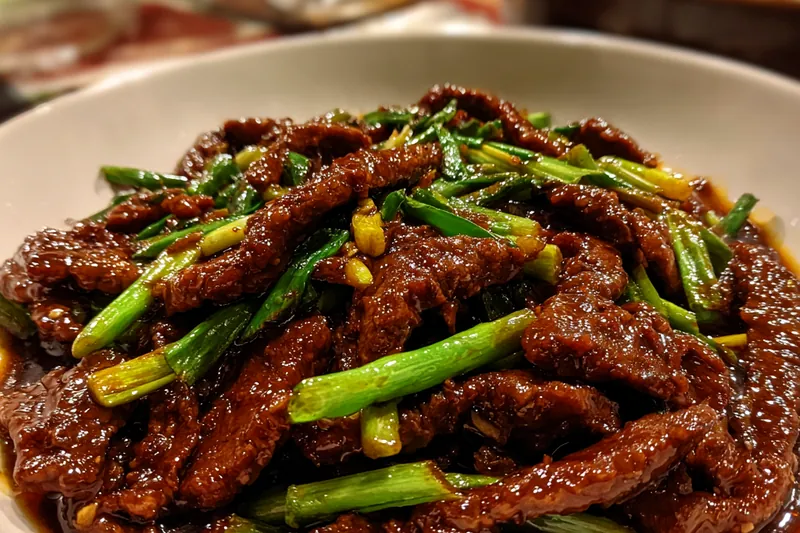 Cooking process for Tender Mongolian Beef Delight
