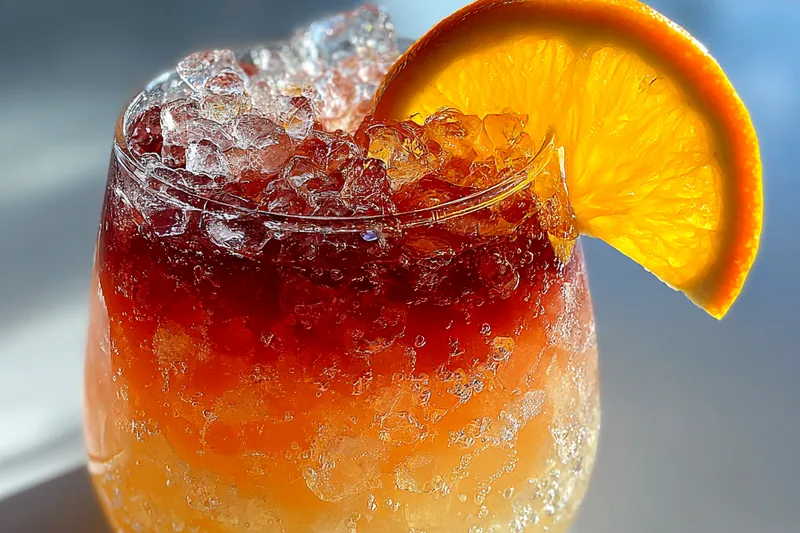 A collection of ingredients for Tropical Amaretto Island Punch including amaretto, juices, and garnishes.