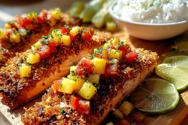 Fresh ingredients for Tropical Coconut Salmon Delight