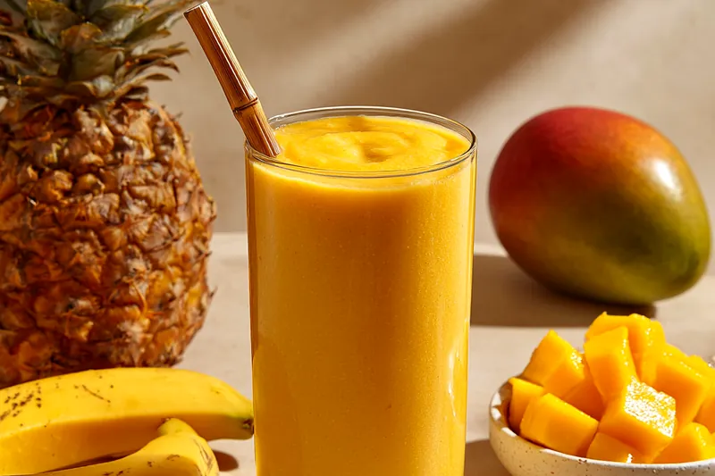 Fresh ingredients for Tropical Fruit Smoothie Blend