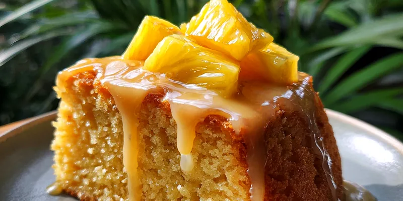 Delicious Tropical Pineapple Cake Delight served on a plate