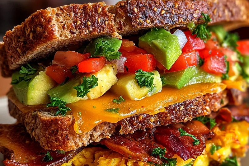 Cooking process for Ultimate Breakfast Club Sandwich